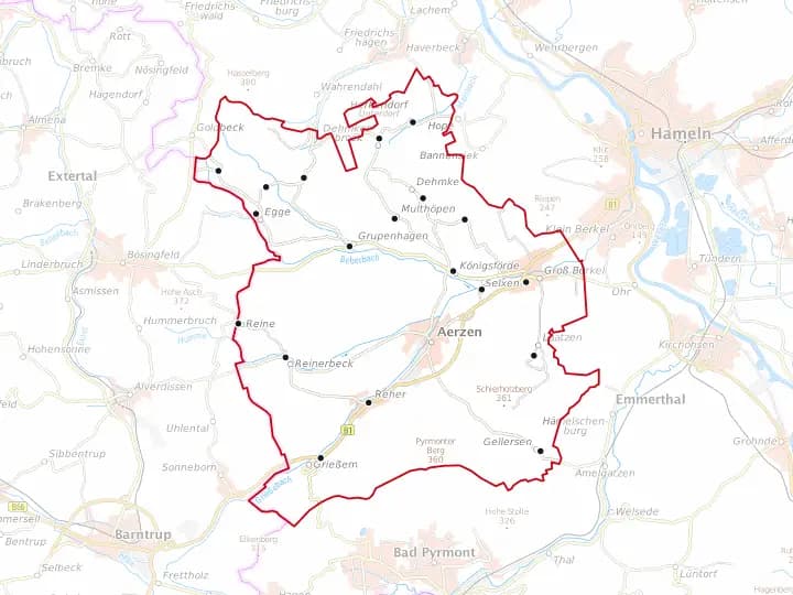 Karte Aerzen mit Gemeindegrenze – Niedersachsen Solar