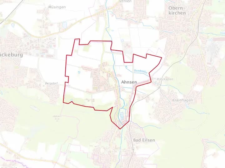 Karte Ahnsen mit Gemeindegrenze – Niedersachsen Solar