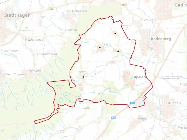 Karte Apelern mit Gemeindegrenze – Niedersachsen Solar