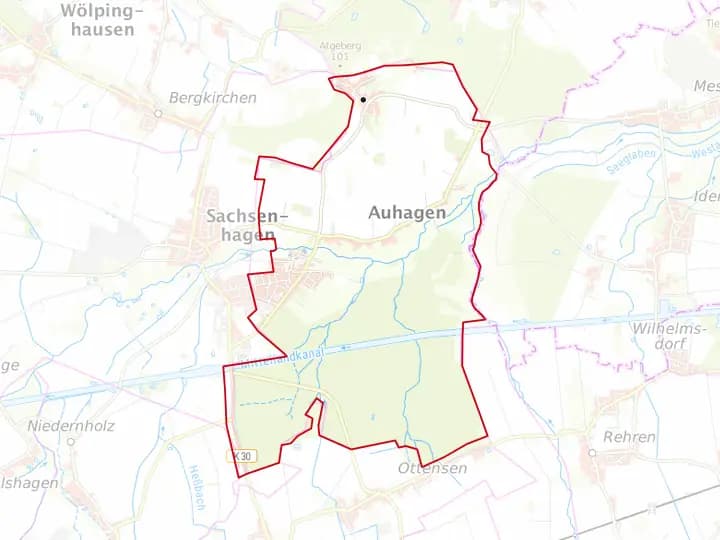 Karte Auhagen mit Gemeindegrenze – Niedersachsen Solar