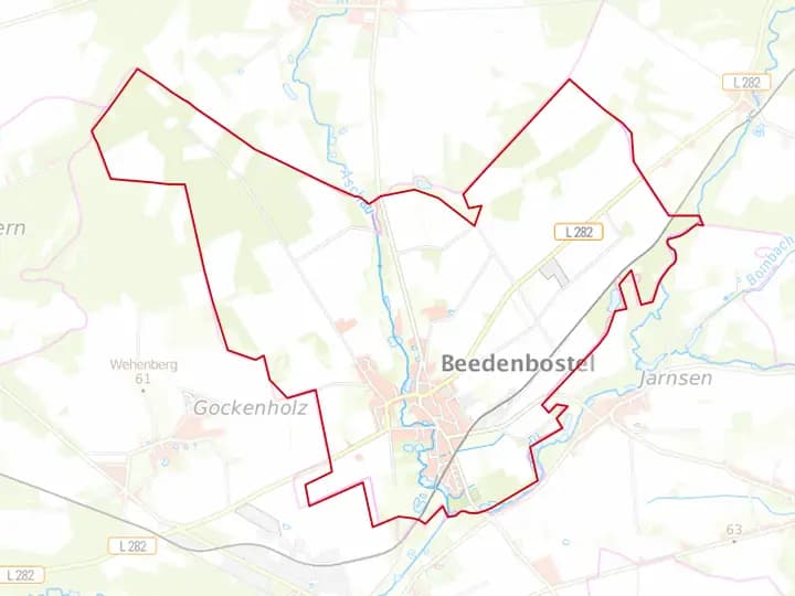 Karte Beedenbostel mit Gemeindegrenze – Niedersachsen Solar