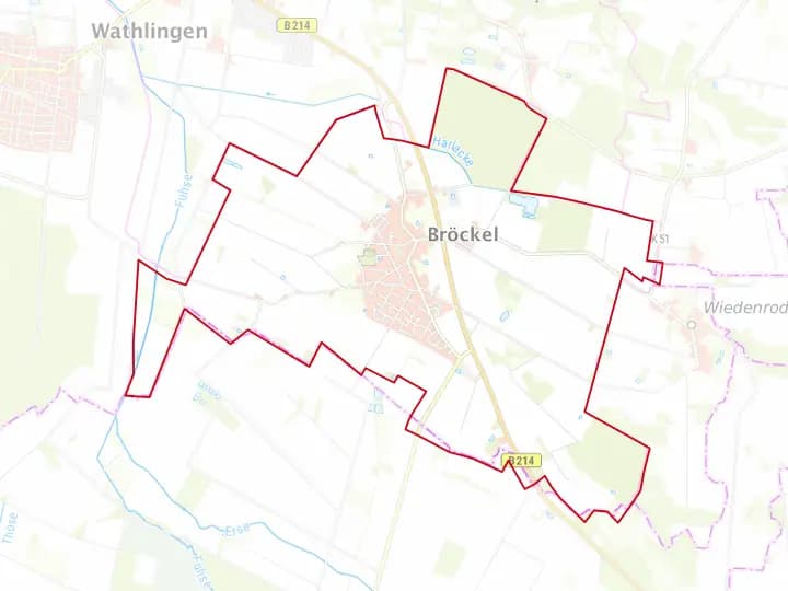 Karte Bröckel mit Gemeindegrenze – Niedersachsen Solar