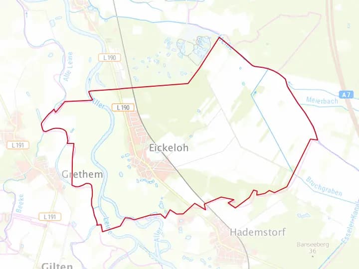Karte Eickeloh mit Gemeindegrenze – Niedersachsen Solar