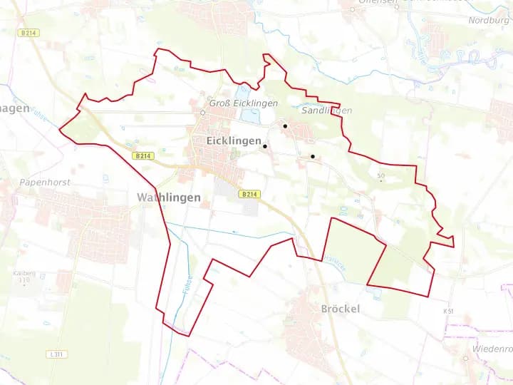 Karte Eicklingen mit Gemeindegrenze – Niedersachsen Solar