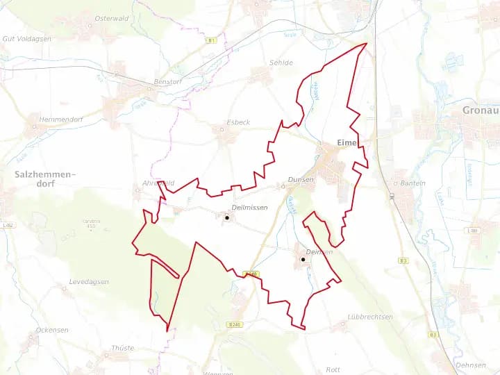 Karte Eime mit Gemeindegrenze – Niedersachsen Solar