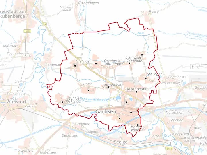 Karte Garbsen mit Lage von Stelingen – Niedersachsen Solar