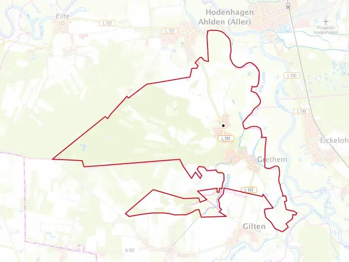 Karte Grethem mit Gemeindegrenze – Niedersachsen Solar