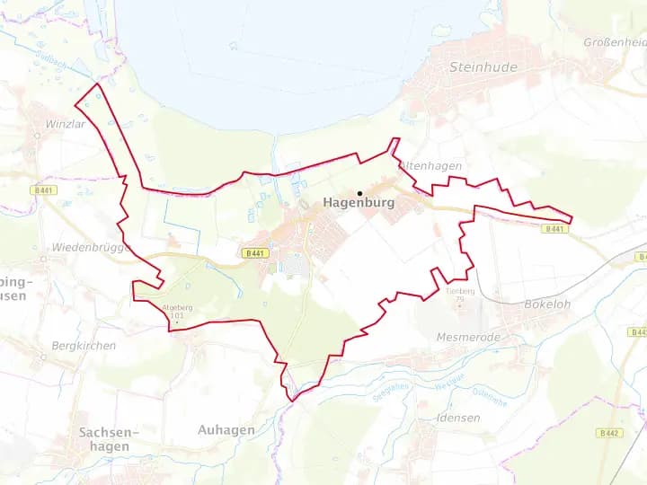 Karte Hagenburg mit Gemeindegrenze – Niedersachsen Solar