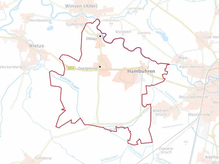 Karte Hambühren mit Gemeindegrenze – Niedersachsen Solar