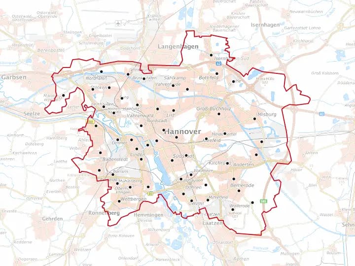 Karte Hannover mit Lage von Bothfeld – Niedersachsen Solar