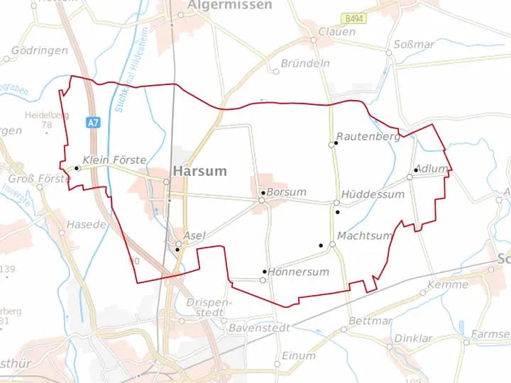 Karte Harsum mit Gemeindegrenze – Niedersachsen Solar