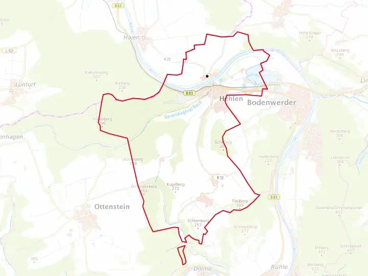 Karte Hehlen mit Gemeindegrenze – Niedersachsen Solar