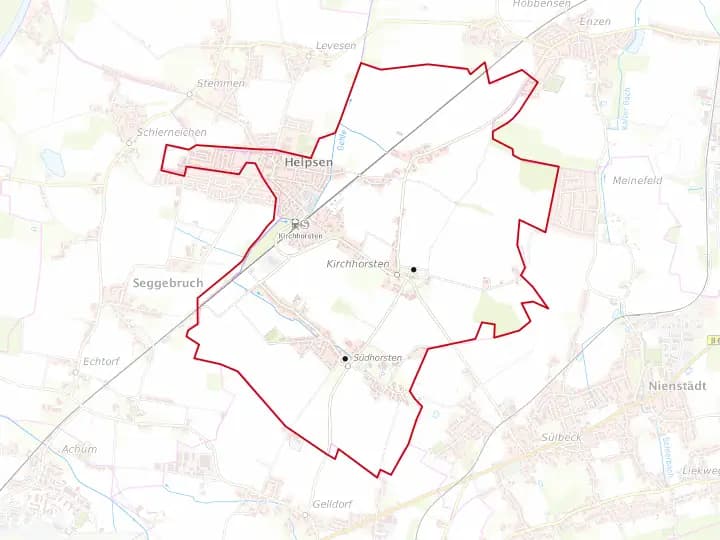Karte Helpsen mit Gemeindegrenze – Niedersachsen Solar