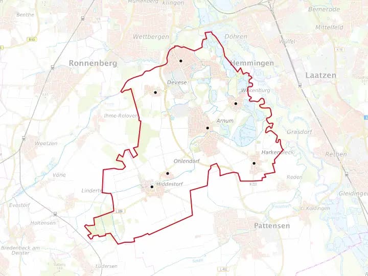 Karte Hemmingen mit Lage von Devese – Niedersachsen Solar