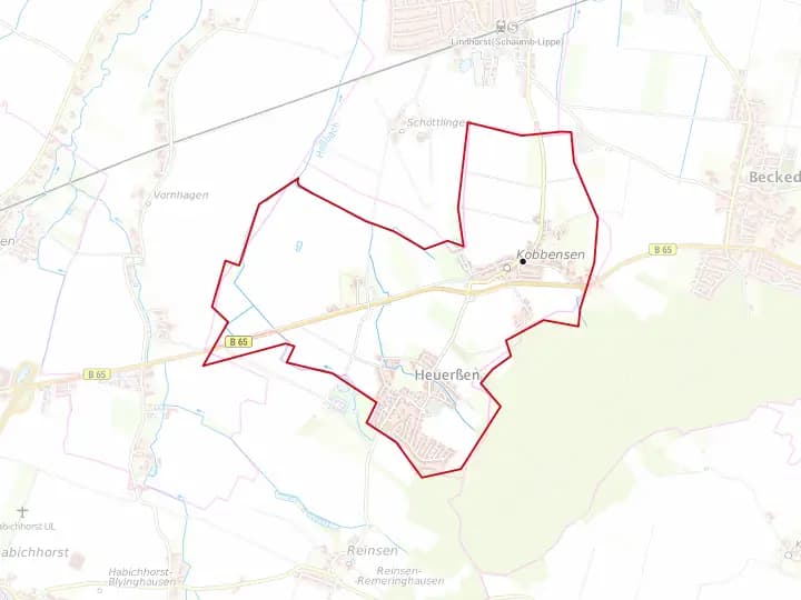 Karte Heuerßen mit Gemeindegrenze – Niedersachsen Solar