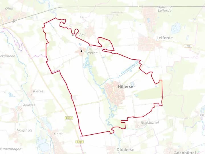 Karte Hillerse mit Gemeindegrenze – Niedersachsen Solar