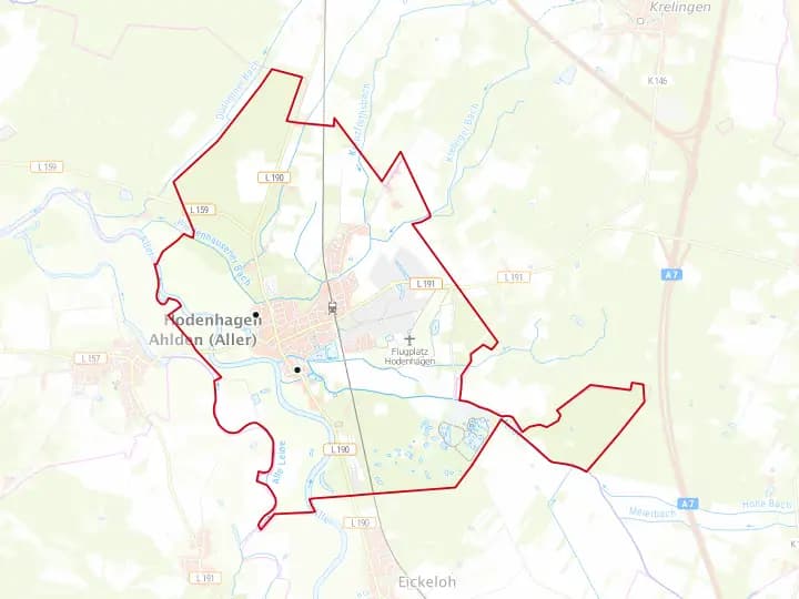 Karte Hodenhagen mit Gemeindegrenze – Niedersachsen Solar