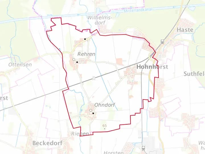 Karte Hohnhorst mit Gemeindegrenze – Niedersachsen Solar