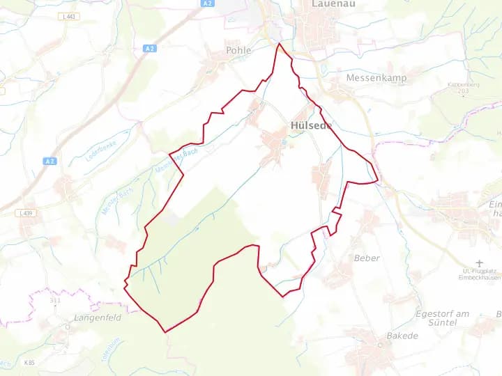 Karte Hülsede mit Gemeindegrenze – Niedersachsen Solar