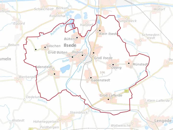 Karte Ilsede mit Gemeindegrenze – Niedersachsen Solar