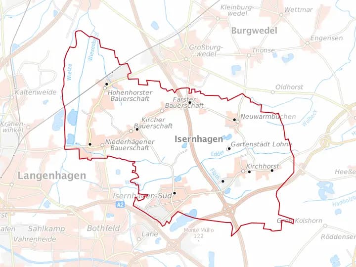 Karte Isernhagen mit Lage von Altwarmbüchen – Niedersachsen Solar