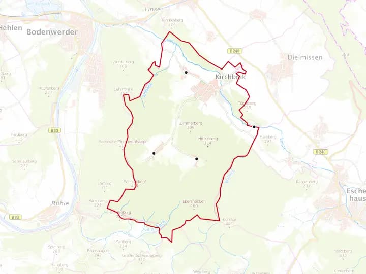 Karte Kirchbrak mit Gemeindegrenze – Niedersachsen Solar