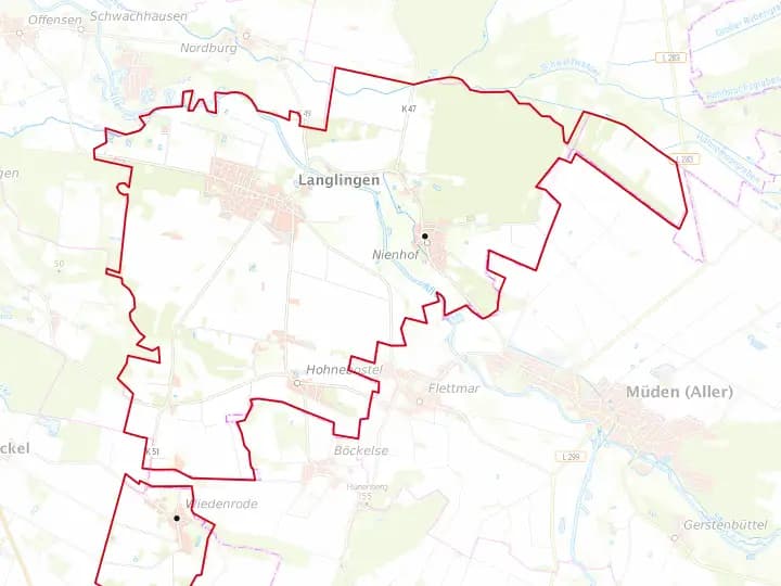 Karte Langlingen mit Gemeindegrenze – Niedersachsen Solar