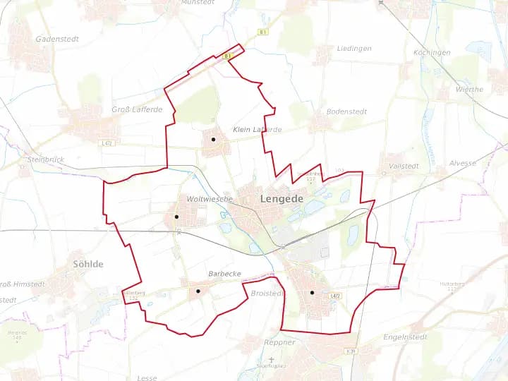 Karte Lengede mit Gemeindegrenze – Niedersachsen Solar