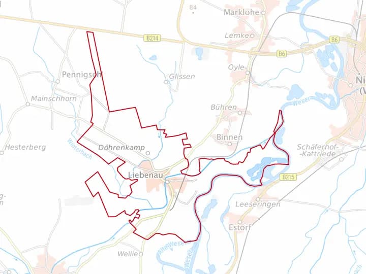 Karte Liebenau mit Gemeindegrenze – Niedersachsen Solar