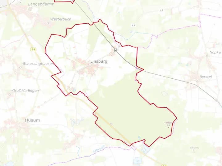 Karte Linsburg mit Gemeindegrenze – Niedersachsen Solar