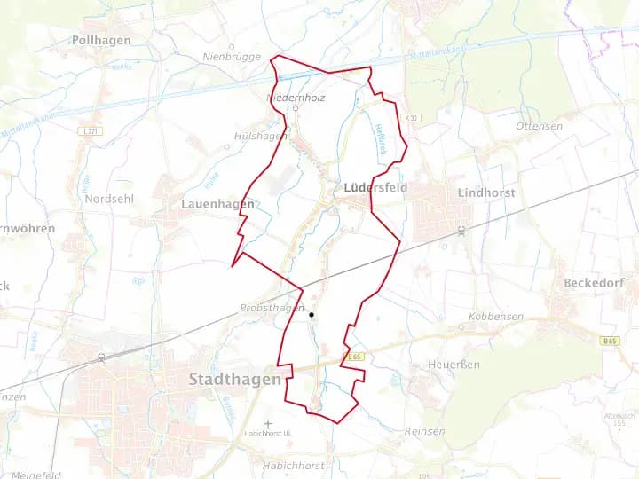 Karte Lüdersfeld mit Gemeindegrenze – Niedersachsen Solar