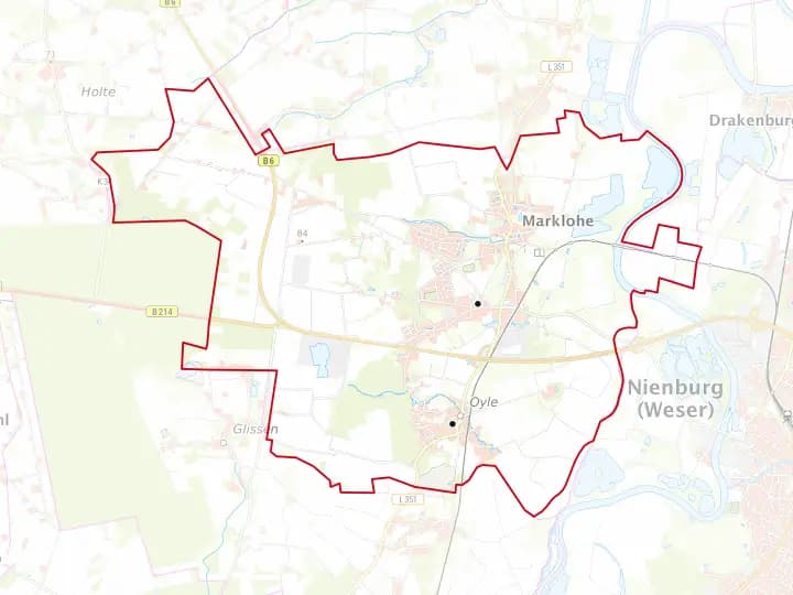 Karte Marklohe mit Gemeindegrenze – Niedersachsen Solar