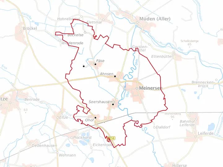 Karte Meinersen mit Gemeindegrenze – Niedersachsen Solar