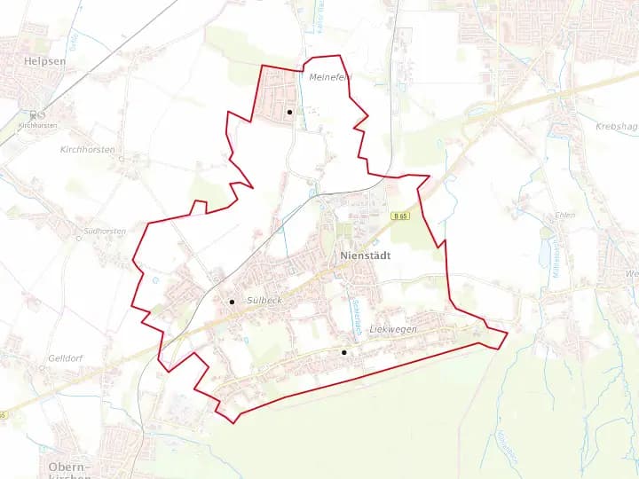 Karte Nienstädt mit Gemeindegrenze – Niedersachsen Solar