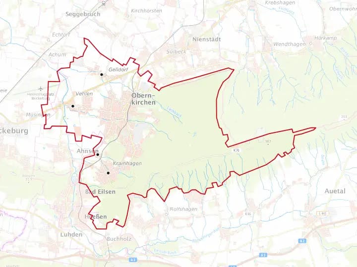 Karte Obernkirchen mit Gemeindegrenze – Niedersachsen Solar