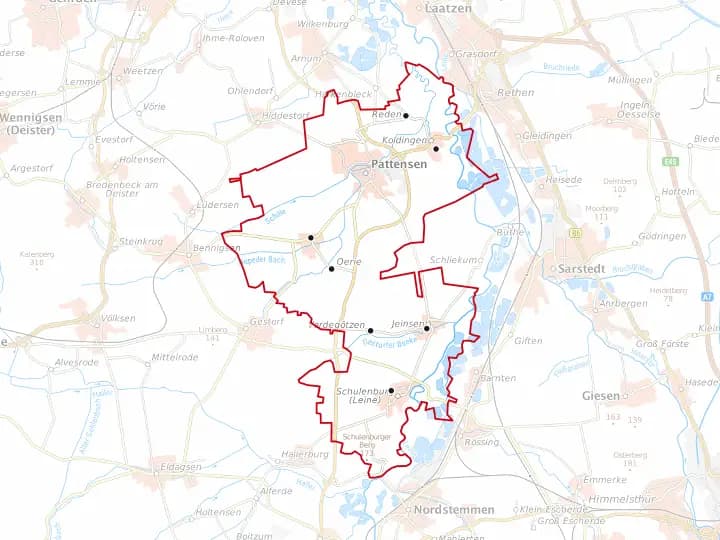 Karte Pattensen mit Gemeindegrenze – Niedersachsen Solar
