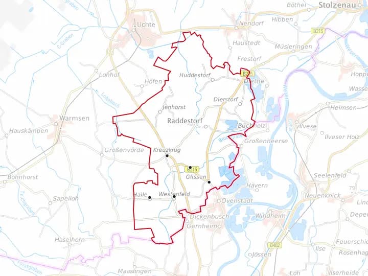 Karte Raddestorf mit Gemeindegrenze – Niedersachsen Solar
