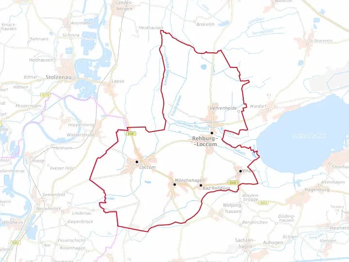 Karte Rehburg-Loccum mit Gemeindegrenze – Niedersachsen Solar