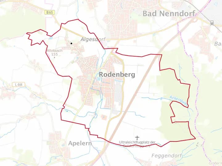 Karte Rodenberg mit Gemeindegrenze – Niedersachsen Solar