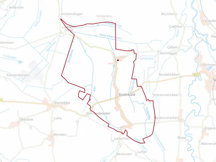 Karte Rodewald mit Gemeindegrenze – Niedersachsen Solar