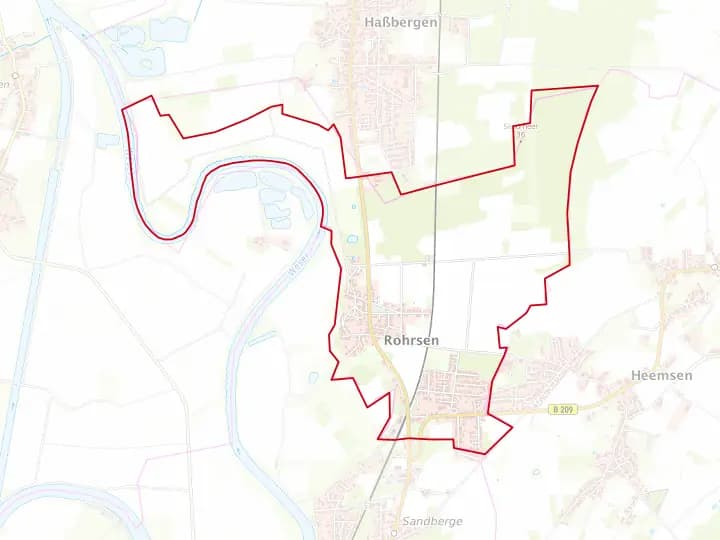 Karte Rohrsen mit Gemeindegrenze – Niedersachsen Solar