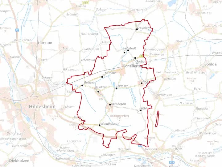 Karte Schellerten mit Gemeindegrenze – Niedersachsen Solar
