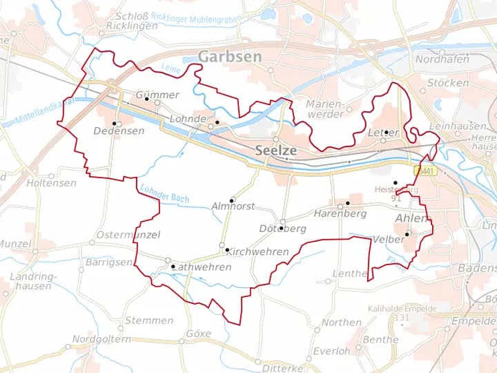 Karte Seelze mit Lage von Velber – Niedersachsen Solar