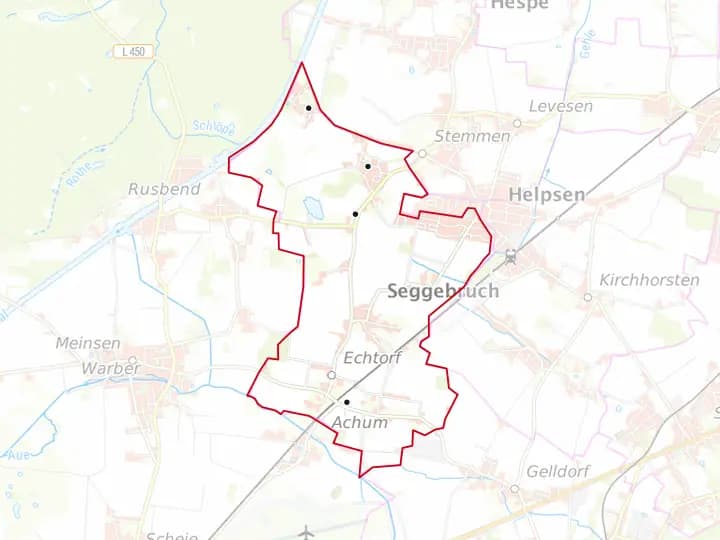 Karte Seggebruch mit Gemeindegrenze – Niedersachsen Solar