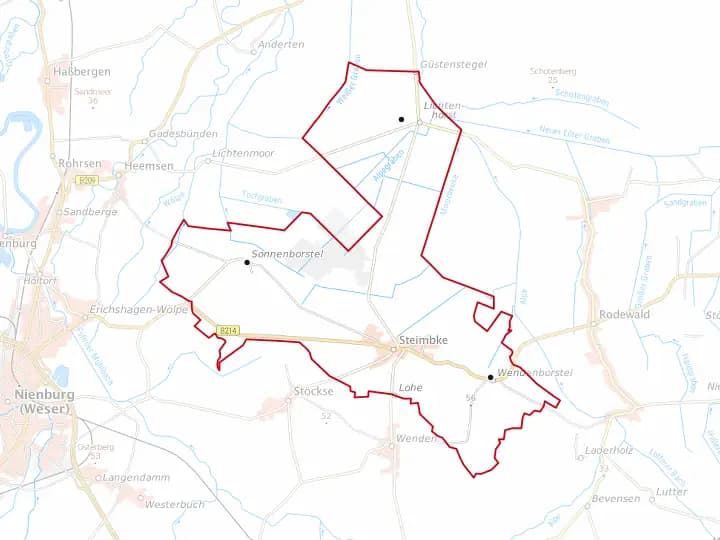 Karte Steimbke mit Gemeindegrenze – Niedersachsen Solar