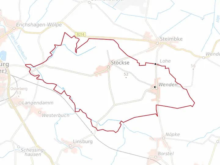 Karte Stöckse mit Gemeindegrenze – Niedersachsen Solar