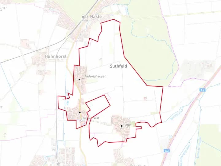 Karte Suthfeld mit Gemeindegrenze – Niedersachsen Solar