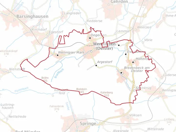 Karte Wennigsen (Deister) mit Gemeindegrenze – Niedersachsen Solar