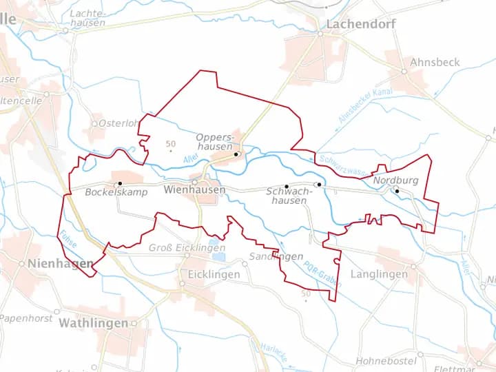 Karte Wienhausen mit Gemeindegrenze – Niedersachsen Solar