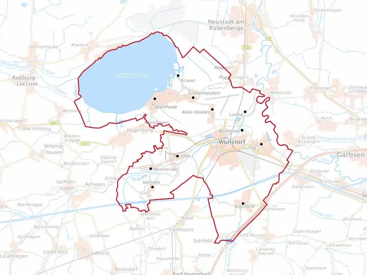 Karte Wunstorf mit Lage von Steinhude – Niedersachsen Solar